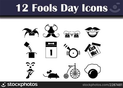 Fools Day Icon Set. Fully editable vector illustration. Text expanded.