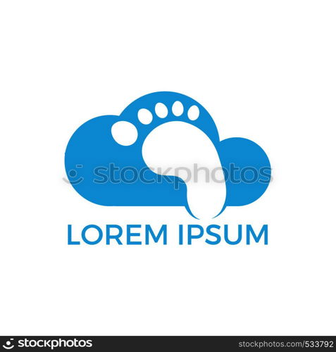 Foot and ankle podiatry vector logo design. Foot with Cloud and medical logo template. Foot care and massage logo design.