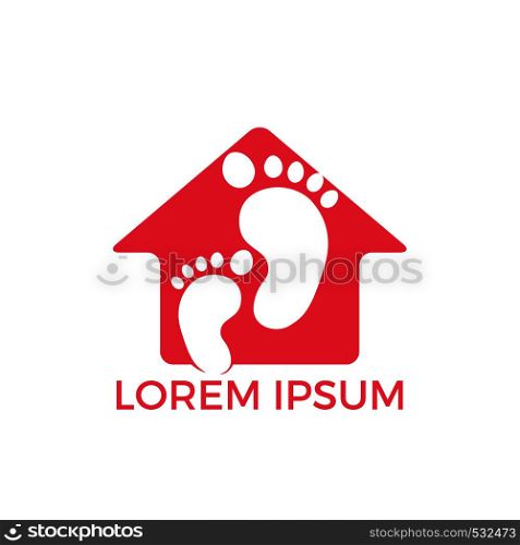 Foot and ankle podiatry vector logo design. Foot with Home and medical logo template. Foot care and massage logo design.