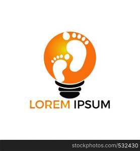 Foot and ankle podiatry vector logo design. Foot with lamp bulb logo design template. Ideas for Foot care and massage logo design.