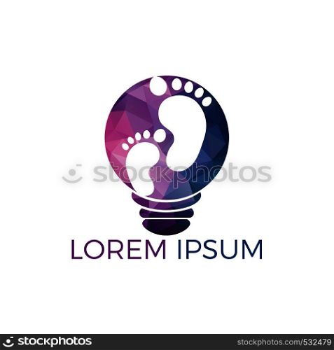 Foot and ankle podiatry vector logo design. Foot with lamp bulb logo design template. Ideas for Foot care and massage logo design.