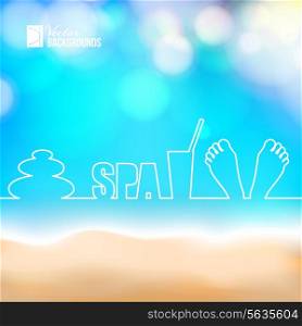 Foot care, spa label design with one line. Vector illustration.