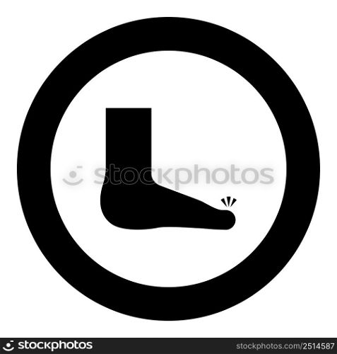 Foot finger care pedicure concept human ankle sole naked icon in circle round black color vector illustration image solid outline style simple. Foot finger care pedicure concept human ankle sole naked icon in circle round black color vector illustration image solid outline style