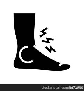 foot gout pain symptom glyph icon vector. foot gout pain symptom sign. isolated contour symbol black illustration. foot gout pain symptom glyph icon vector illustration