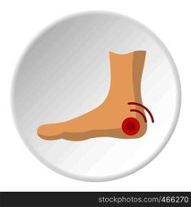 Foot heel icon in flat circle isolated on white background vector illustration for web. Foot heel icon circle