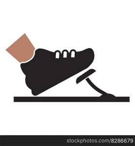 Foot in the Boot Presses Gas or Brake Pedal icon vector illustration symbol design