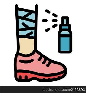 Foot injury spray icon. Outline foot injury spray vector icon color flat isolated. Foot injury spray icon color outline vector