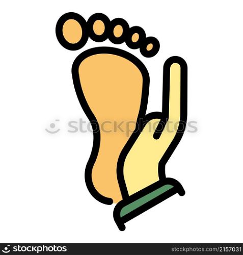 Foot massage icon. Outline foot massage vector icon color flat isolated. Foot massage icon color outline vector