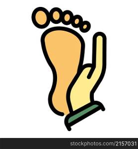 Foot massage icon. Outline foot massage vector icon color flat isolated. Foot massage icon color outline vector