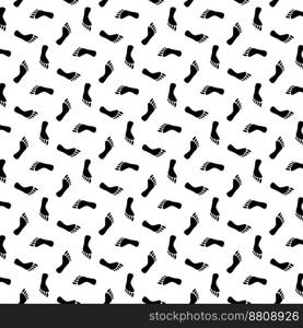 Foot print human seamless pattern. Barefoot and step foot. Vector graphic illustration. Foot print human seamless pattern