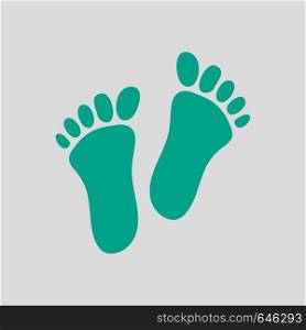 Foot Print Icon. Green on Gray Background. Vector Illustration.