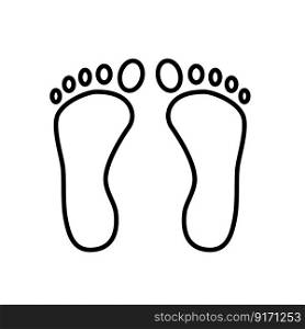 Foot print icon. Outline black on white Naked foot print simple icon vector. Flat design style stock vector illustration of foot.. Foot print icon. Outline black on white Naked foot print simple icon vector. Flat design style stock vector illustration of foot