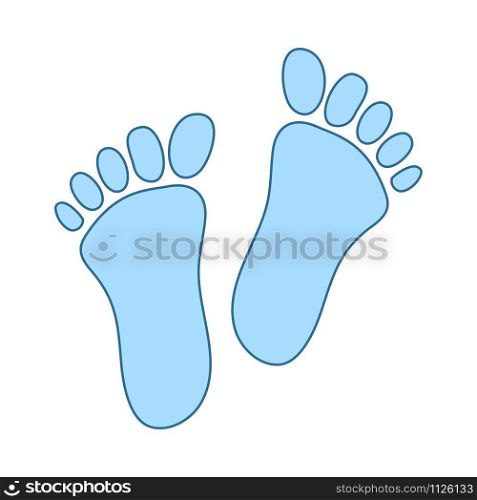Foot Print Icon. Thin Line With Blue Fill Design. Vector Illustration.