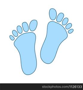 Foot Print Icon. Thin Line With Blue Fill Design. Vector Illustration.
