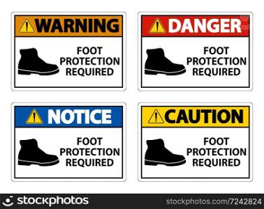Foot Protection Required Wall Symbol Sign Isolate on transparent Background,Vector Illustration