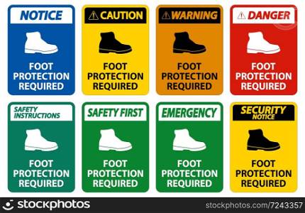 Foot Protection Required Wall Symbol Sign Isolate on transparent Background,Vector Illustration
