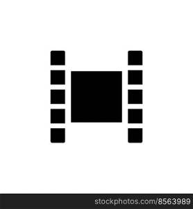 Footage black glyph ui icon. Movie production. Simple filled line element. User interface design. Silhouette symbol on white space. Solid pictogram for web, mobile. Isolated vector illustration. Footage black glyph ui icon