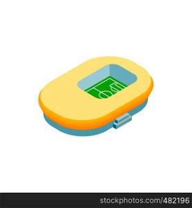 Footbal stadium isometric 3d icon. Oval stadium, square and yellow inside. Footbal stadium isometric 3d icon