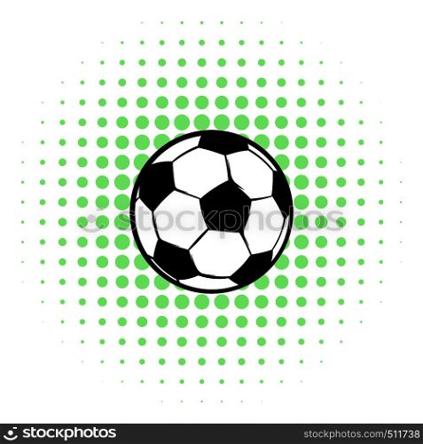 Football ball icon in comics style isolated on white background. Soccer ball. Football ball icon, comics style