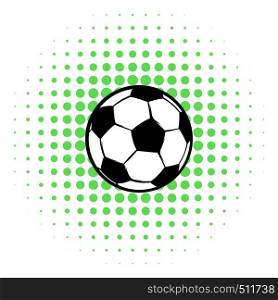 Football ball icon in comics style isolated on white background. Soccer ball. Football ball icon, comics style