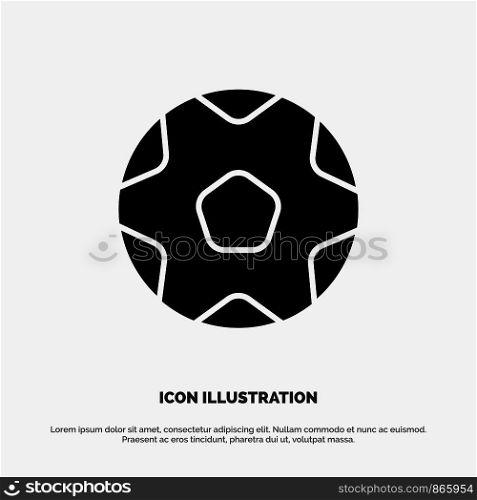 Football, Ball, Sports, Soccer Solid Black Glyph Icon
