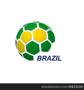 Football banner. Vector illustration of abstract soccer ball with Brazil national flag colors. soccer ball with national flag colors