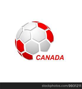 Football banner. Vector illustration of abstract soccer ball with Canada national flag colors. soccer ball with national flag colors