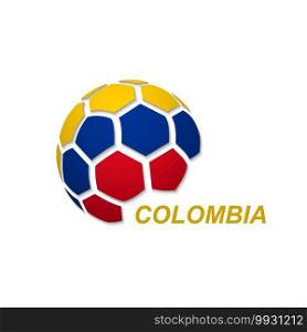 Football banner. Vector illustration of abstract soccer ball with Colombia national flag colors. soccer ball with national flag colors