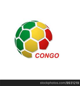 Football banner. Vector illustration of abstract soccer ball with Congo national flag colors. abstract soccer ball with national flag colors