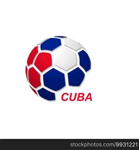 Football banner. Vector illustration of abstract soccer ball with Cuba national flag colors. soccer ball with national flag colors