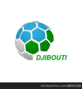 Football banner. Vector illustration of abstract soccer ball with Djibouti national flag colors. abstract soccer ball with national flag colors