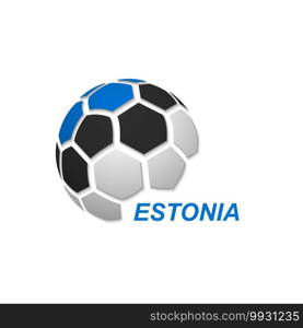 Football banner. Vector illustration of abstract soccer ball with Estonia national flag colors. abstract soccer ball with national flag colors