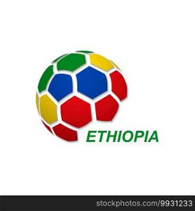 Football banner. Vector illustration of abstract soccer ball with Ethiopia national flag colors. abstract soccer ball with national flag colors
