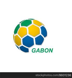 Football banner. Vector illustration of abstract soccer ball with Gabon national flag colors. abstract soccer ball with national flag colors