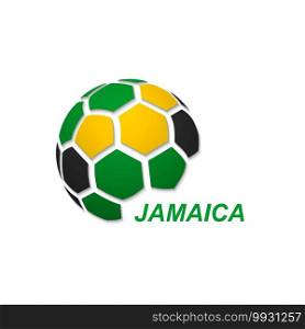 Football banner. Vector illustration of abstract soccer ball with Jamaica national flag colors. soccer ball with national flag colors