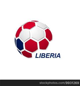 Football banner. Vector illustration of abstract soccer ball with Liberia national flag colors. abstract soccer ball with national flag colors