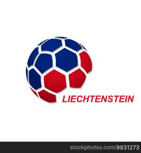 Football banner. Vector illustration of abstract soccer ball with Liechtenstein national flag colors. abstract soccer ball with national flag colors