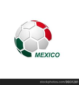 Football banner. Vector illustration of abstract soccer ball with Mexico national flag colors. soccer ball with national flag colors