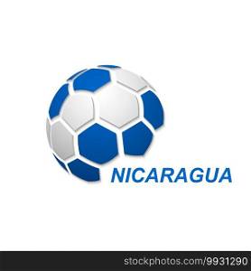 Football banner. Vector illustration of abstract soccer ball with Nicaragua national flag colors. soccer ball with national flag colors