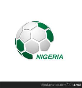 Football banner. Vector illustration of abstract soccer ball with Nigeria national flag colors. abstract soccer ball with national flag colors