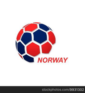 Football banner. Vector illustration of abstract soccer ball with Norway national flag colors. abstract soccer ball with national flag colors