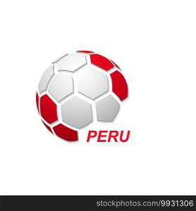 Football banner. Vector illustration of abstract soccer ball with Peru national flag colors. soccer ball with national flag colors