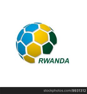 Football banner. Vector illustration of abstract soccer ball with Rwanda national flag colors. abstract soccer ball with national flag colors
