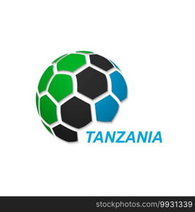 Football banner. Vector illustration of abstract soccer ball with Tanzania national flag colors. abstract soccer ball with national flag colors