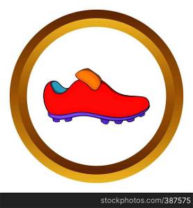 Football boots vector icon in golden circle, cartoon style isolated on white background. Football boots vector icon