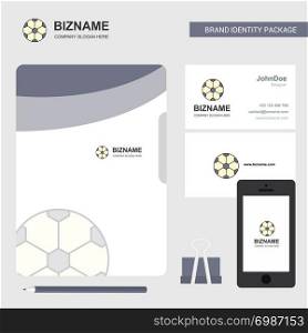 Football Business Logo, File Cover Visiting Card and Mobile App Design. Vector Illustration