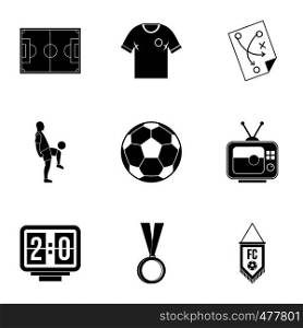 Football championship icons set. Simple set of 9 football championship vector icons for web isolated on white background. Football championship icons set, simple style