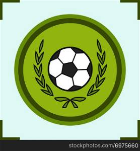 Football championship league color icon. Soccer ball in laurel wreath. Isolated vector illustration. Football championship league color icon
