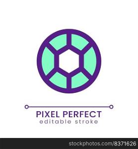 Football club pixel perfect RGB color ui icon. Popular team game. Soccer match. Simple filled line element. GUI, UX design for mobile app. Vector isolated pictogram. Editable stroke. Poppins font used. Football club pixel perfect RGB color ui icon