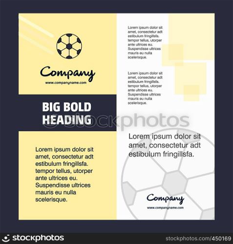 Football Company Brochure Title Page Design. Company profile, annual report, presentations, leaflet Vector Background